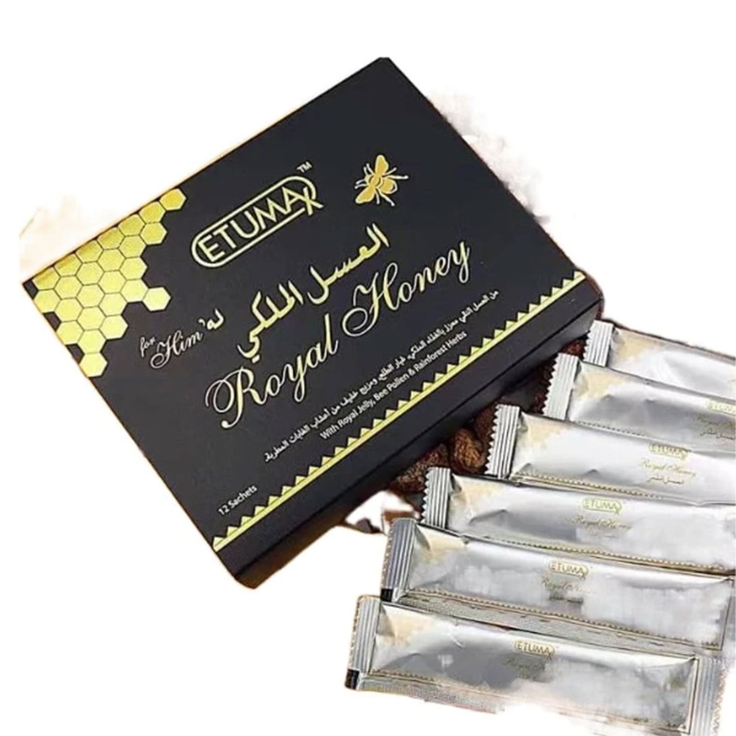 Royal Honey With Royal Jelly, 20g - Pack Of 12 Sachets عسل ملكي مع غذاء ملكات النحل، 20 جم - عبوة تحتوي على 12 كيس