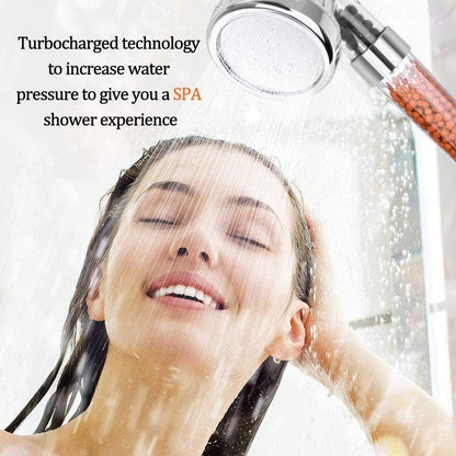 Filtered Hand Held Shower Head Ionic Head Help Reduces hair loss Rainfall Spa Water Saving, Purifies Water, Remove Chlorine (Transparent) فلتر دش موفر للمياه ينقي المياه ويزيل الكلور