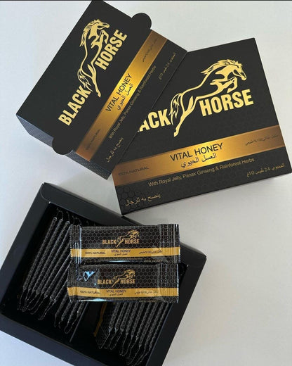 Black Horse Honey 🍯, Vital Honey, 24 packets, Increase Power, Stamina and Timing - عسل الحصان الأسود 🍯، عسل حيوي، 24 كيس، زيادة القوة والقدرة على التحمل والتوقيت