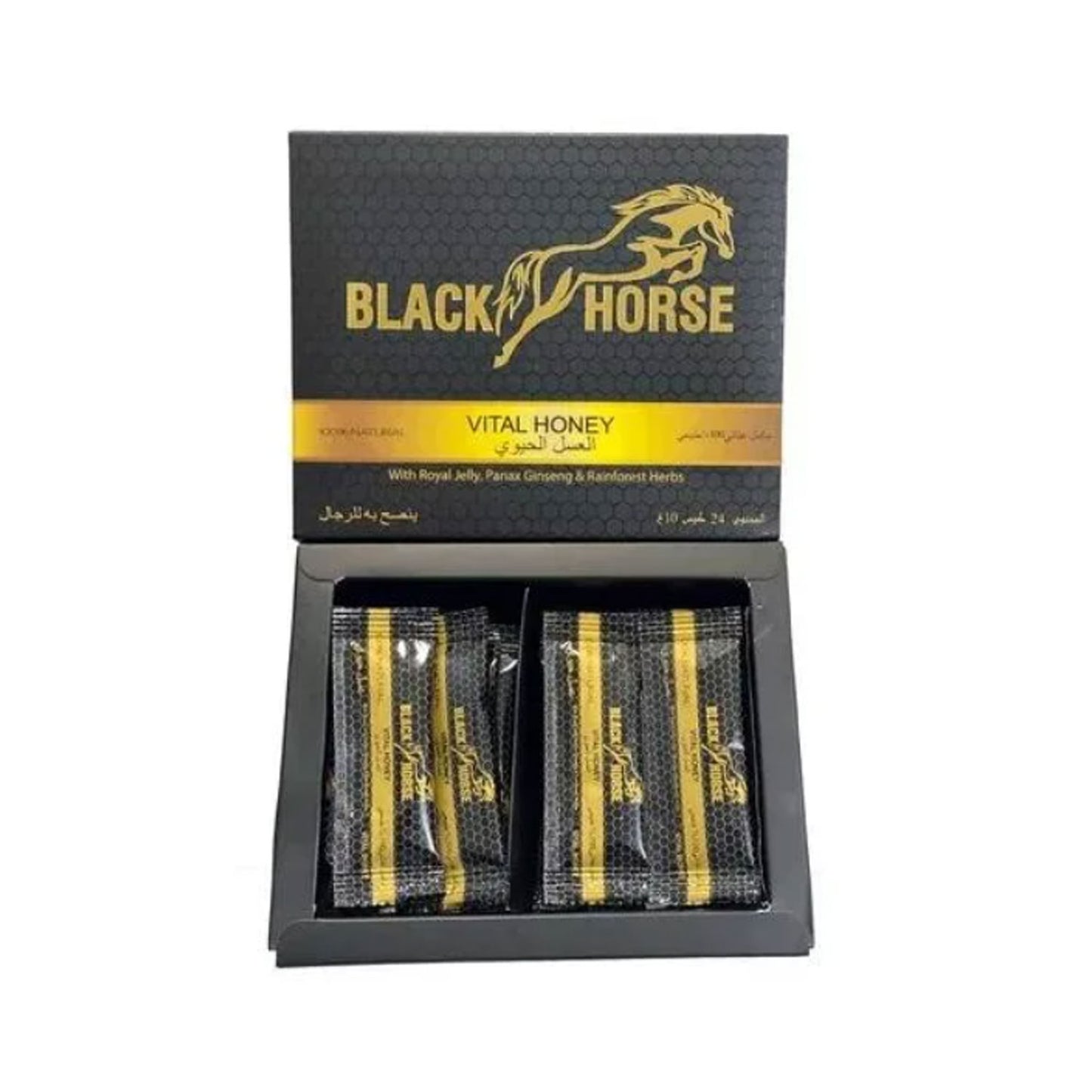 Black Horse Honey 🍯, Vital Honey, 24 packets, Increase Power, Stamina and Timing - عسل الحصان الأسود 🍯، عسل حيوي، 24 كيس، زيادة القوة والقدرة على التحمل والتوقيت