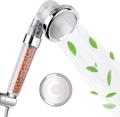 Filtered Hand Held Shower Head Ionic Head Help Reduces hair loss Rainfall Spa Water Saving, Purifies Water, Remove Chlorine (Transparent) فلتر دش موفر للمياه ينقي المياه ويزيل الكلور