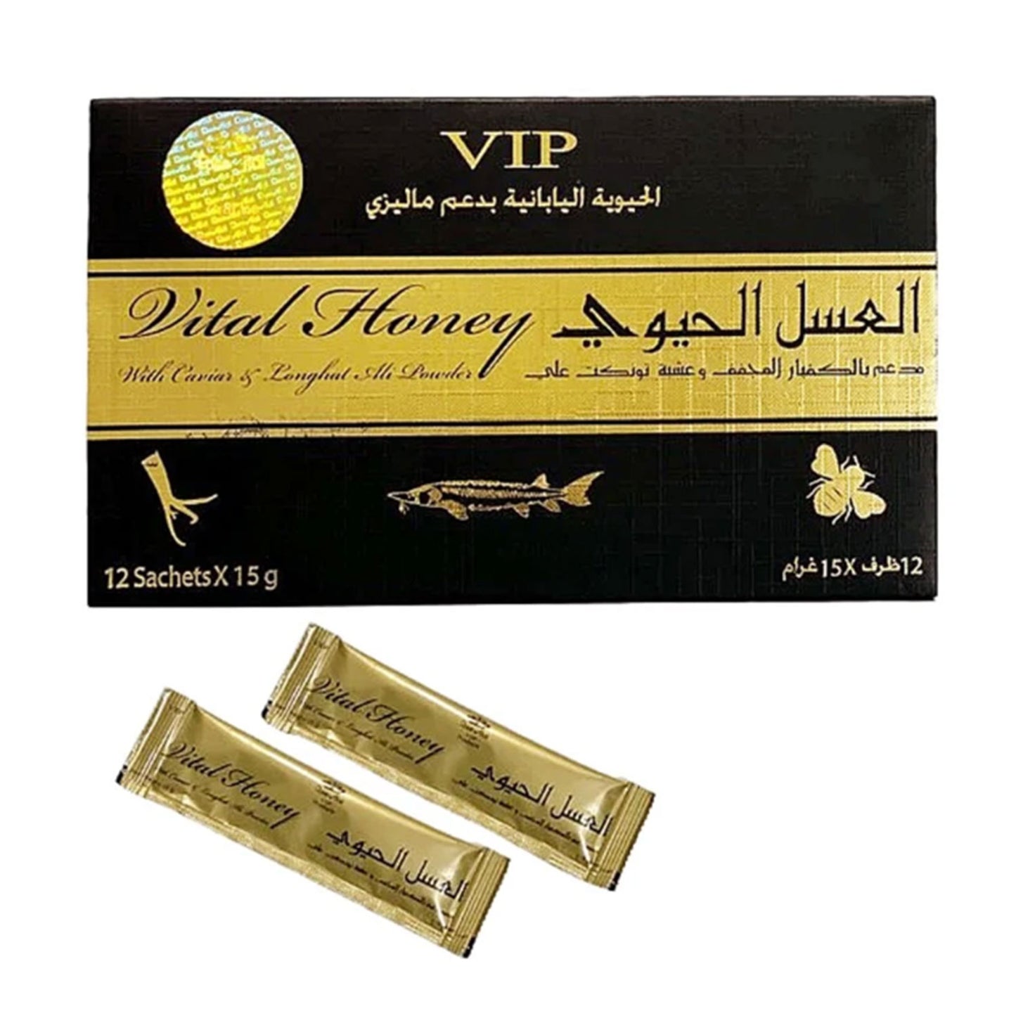 Vital vip Honey, 15g x 12 Sachets, Original Honey, العسل أصلي للرجال